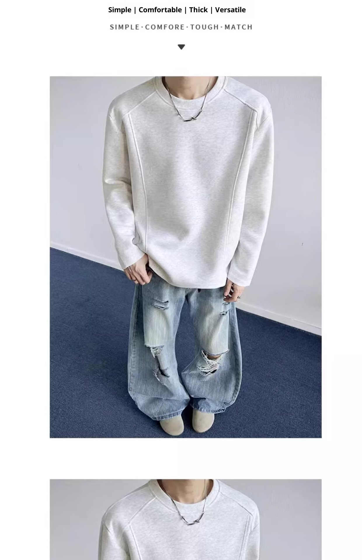 Sweat-shirt Boy Cleanfit coupe 3D style américain pour homme, collection printemps, design déstructuré, coupe ample, col rond, veste_voghion.com