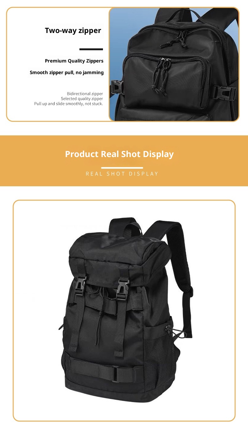 ActiveGo Large Capacity Lightweight Outdoor Hiking For College Students Men's Travel Backpack Black Waterproof Portable Cycling_voghion.com