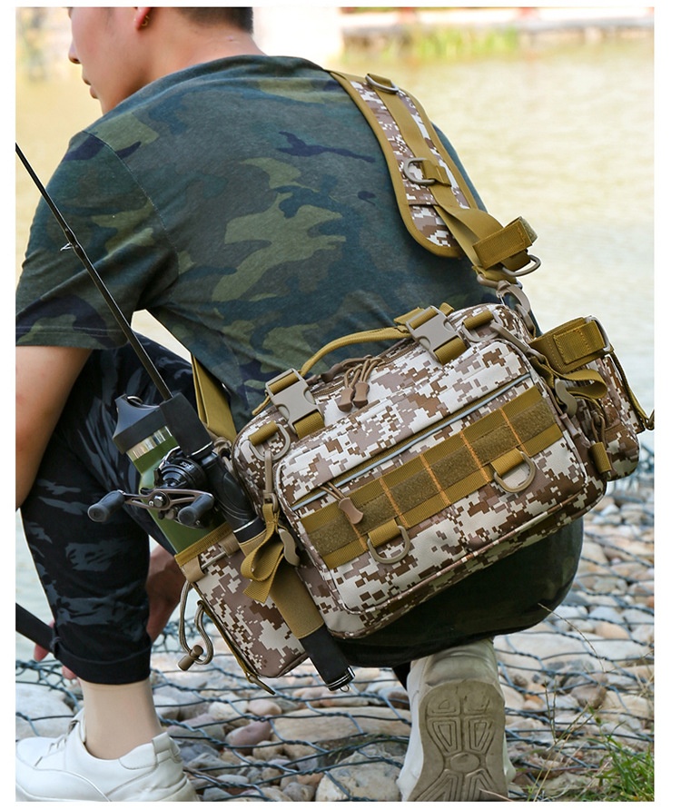 Zaino sportivo da uomo ActiveGo Lure, multifunzionale, con tracolla singola, mimetico, per attività all'aperto, borsa da pesca, grande_voghion.com