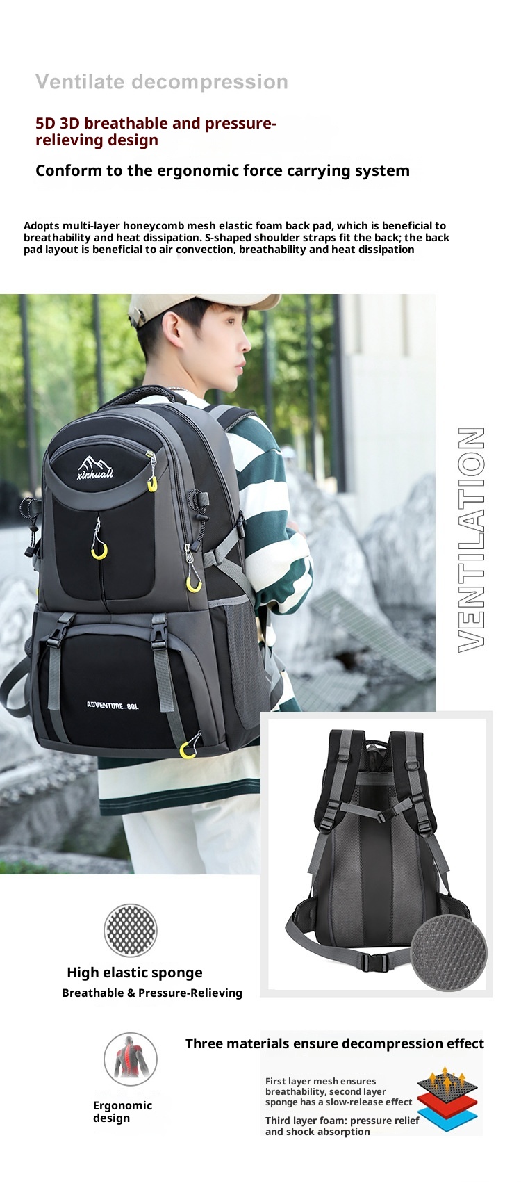 ActiveGo Outdoor Capacity Hiking Waterproof Wear-resistant Travel Bag Large Multifunctional Trekking Luggage Backpack Off-road_voghion.com