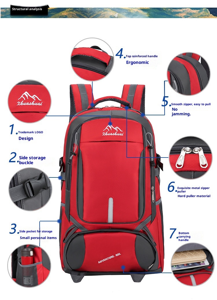 ActiveGo Outdoor Hiking For Men, Extra Large Capacity Camping Storage Backpack, Water-Resistant Leisure Travel Work Backpack_voghion.com