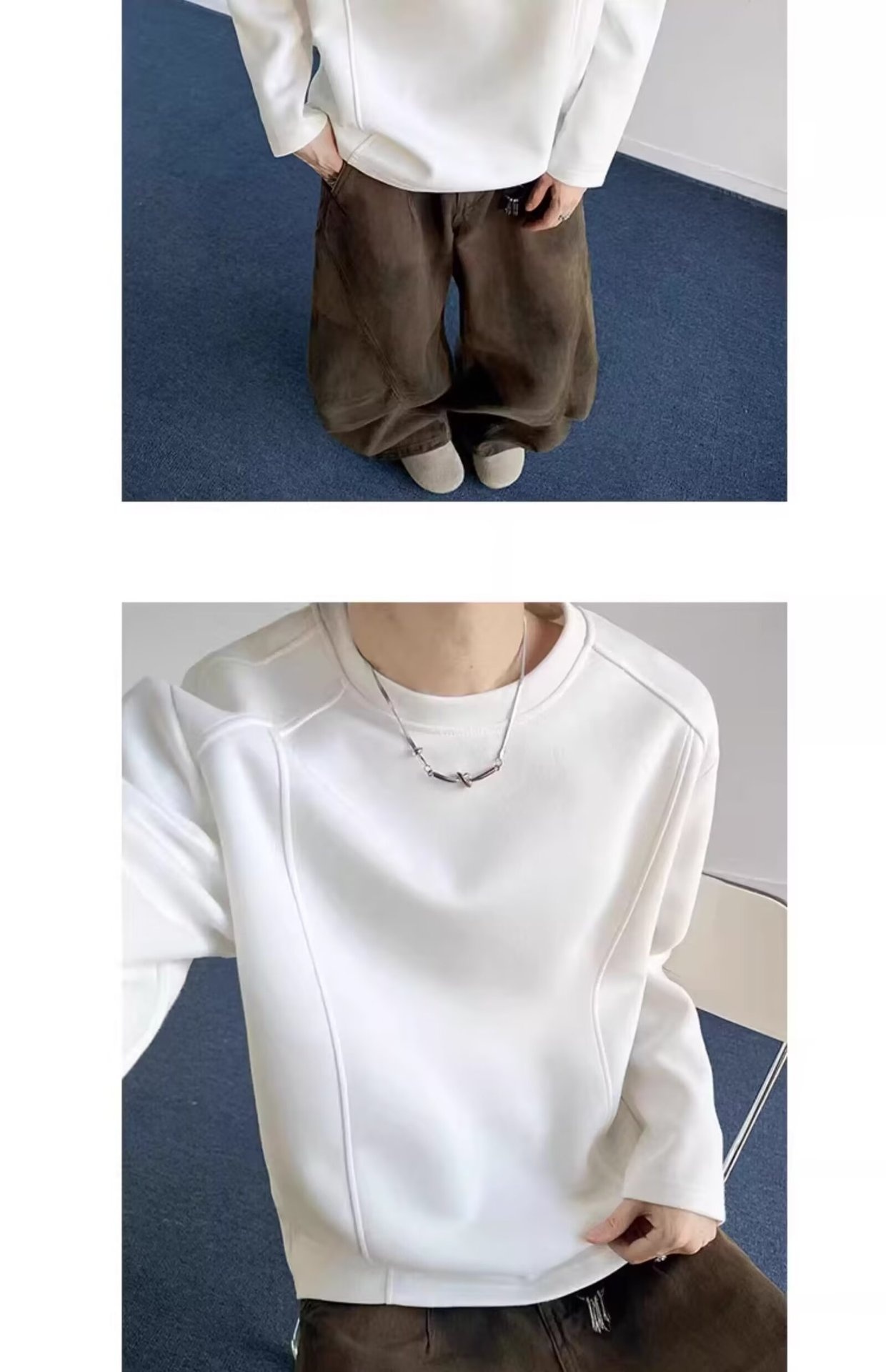 Sweat-shirt Boy Cleanfit coupe 3D style américain pour homme, collection printemps, design déstructuré, coupe ample, col rond, veste_voghion.com