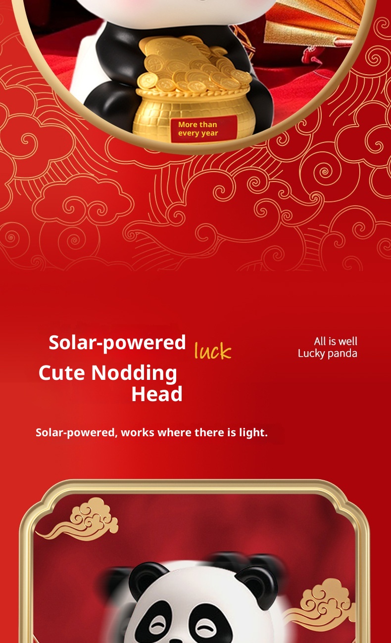 Panda portafortuna solare di tendenza transfrontaliera, decorazione per interni auto, regalo creativo alla moda per la casa_voghion.com
