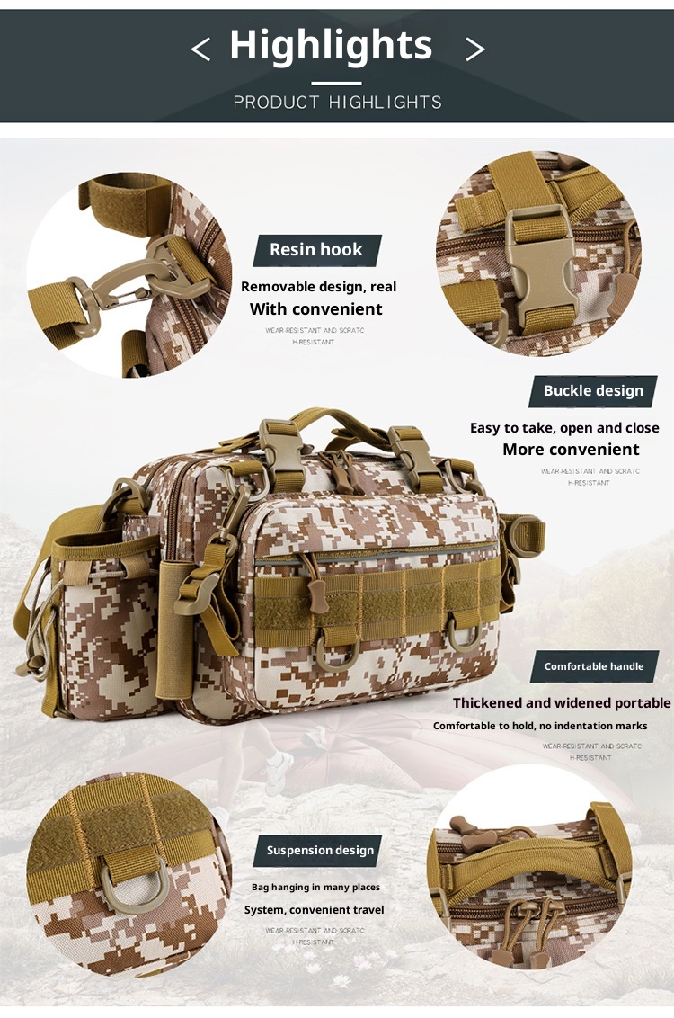 Zaino sportivo da uomo ActiveGo Lure, multifunzionale, con tracolla singola, mimetico, per attività all'aperto, borsa da pesca, grande_voghion.com