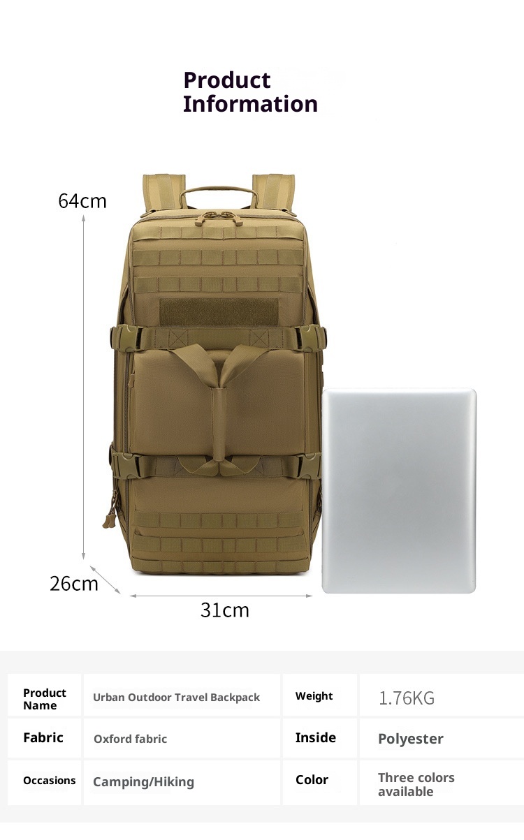 ActiveGo Outdoor 60L Dual-use Travel Handbag Multifunctional Large Capacity Luggage Bag Hiking Backpack_voghion.com