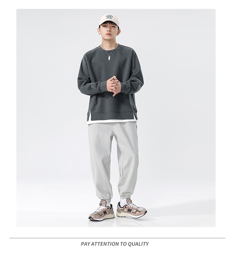 Sweat-shirt deux pièces à col rond en polaire épaisse et ample à manches longues pour homme, modèle Boy Autumn Kun Hai Peng Yun_voghion.com