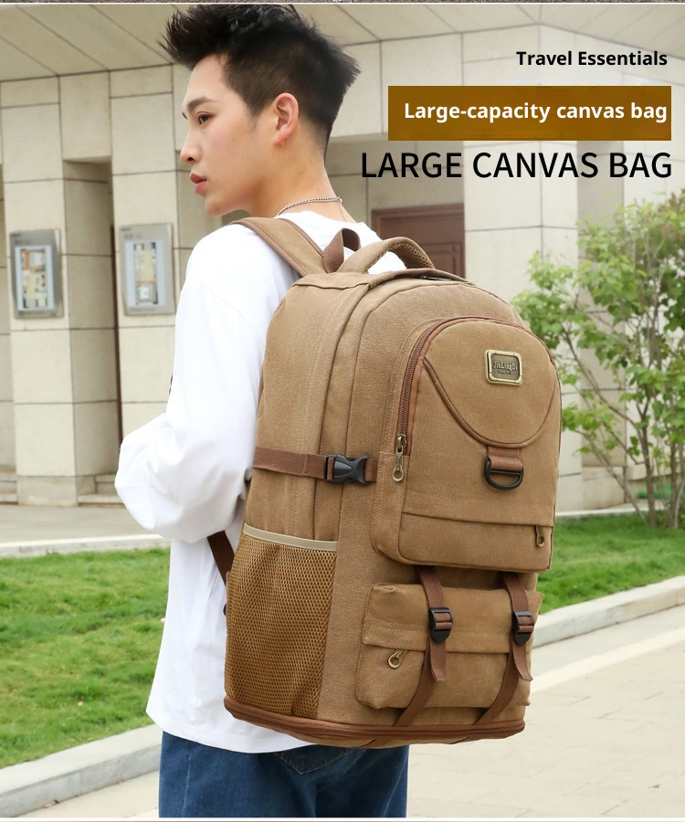 ActiveGo New Large Capacity Backpack Thickened Canvas Luggage Men And Women Mountaineering Lightweight Travel Working Outdoor Bag_voghion.com