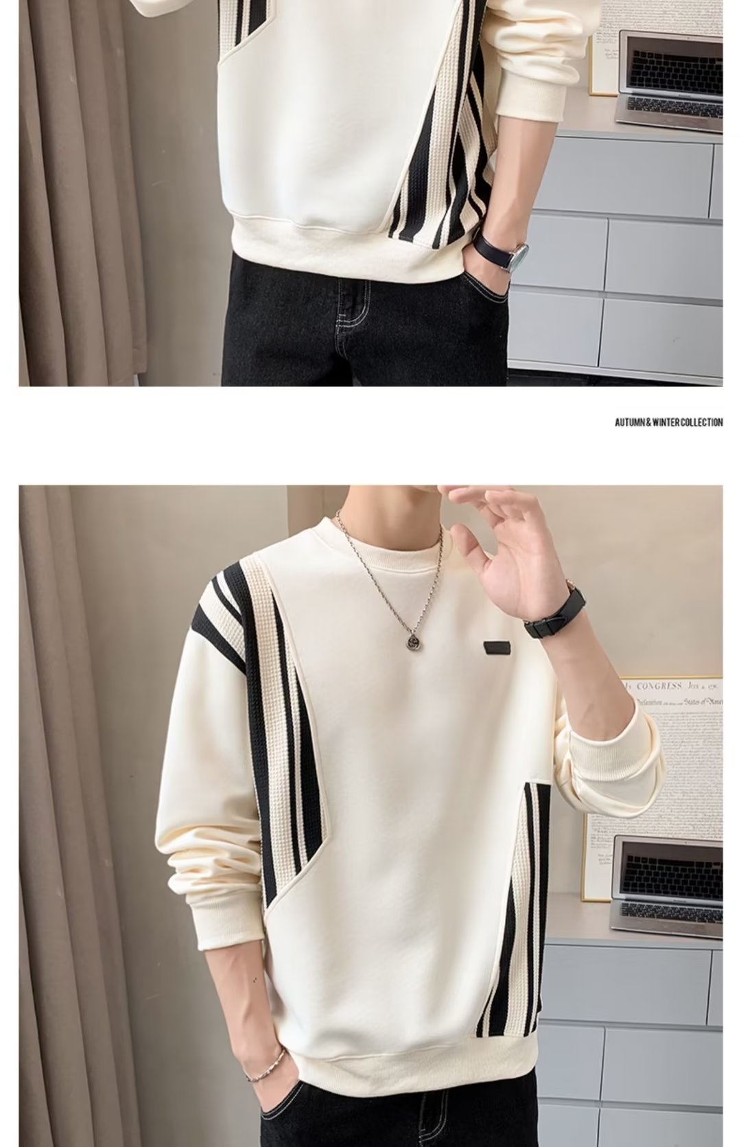 boy Boy Crew Neck Sweatshirt Spring Autumn Fleece Thickened Men's Top 2023 New T-Shirt Long Sleeve Early Winter Jacket_voghion.com