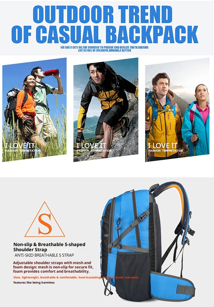 ActiveGo Cross-border New Sports Outdoor Hiking Large Capacity Lightweight Trekking Backpack Travel Student School Bag_voghion.com