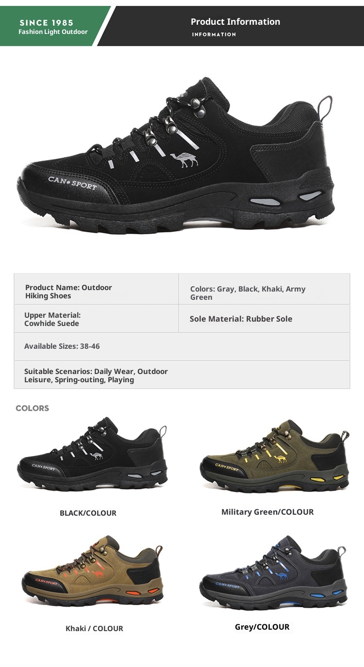 ActiveGo Cross-Border Plus Size Couple Autumn Winter Men's Fashion Outdoor Hik Low-Top Lace-Up Casual Trekk Shoes_voghion.com