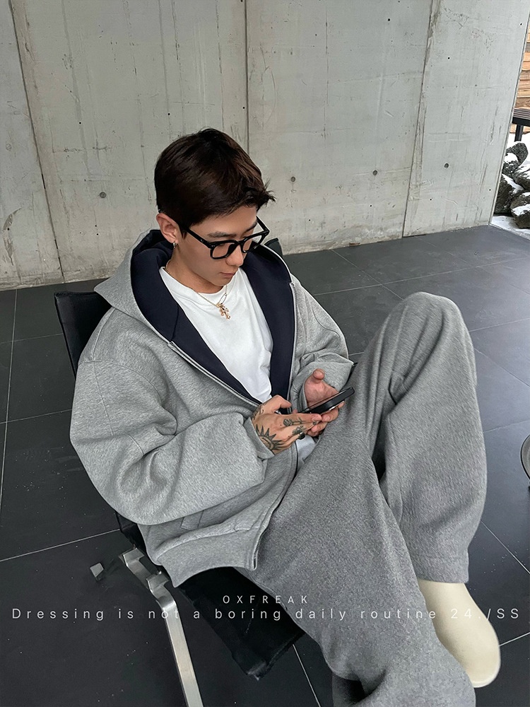 boy Boy 2025 Cardigan Sweatshirt Unisex Spring Autumn Zipper Hooded American Retro Style Regular Shoulder Jacket_voghion.com