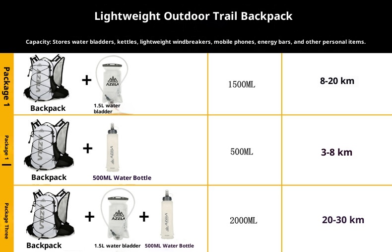ActiveGo Azera Atmungsaktiver Sportrucksack mit großem Fassungsvermögen, geeignet für Bergsteigen, Offroad-Radfahren, Cross-Border-Marathon und als Trinkrucksack_voghion.com