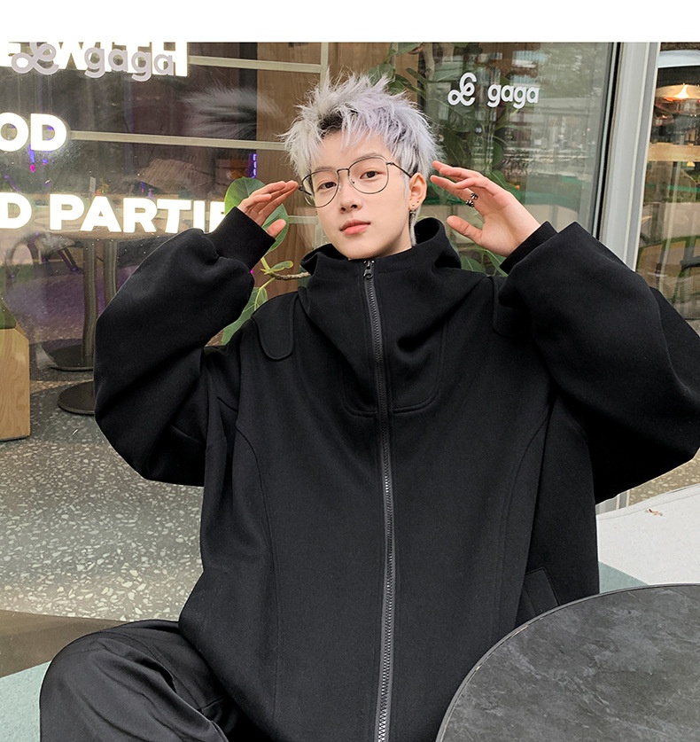 boy Boy Solid Color Cardigan Sweatshirt Men's 2024 Spring And Autumn New Style High-end Cool American Casual Loose Hoodie Jacket_voghion.com