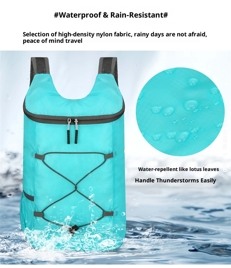 Sac à dos ActiveGo Warneheim Outdoor Sports, couleur unie, grande capacité, fermeture éclair, léger, pliable et résistant à l'eau_voghion.com