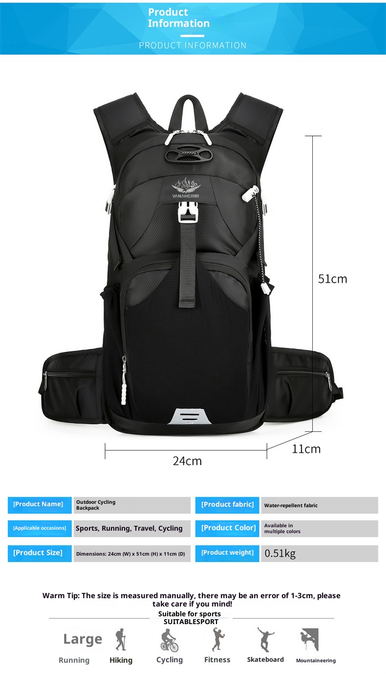 ActiveGo Cross-border Cycling Bag Outdoor Bicycle Multi-functional Water-resistant Sports Picnic Large Capacity Backpack_voghion.com