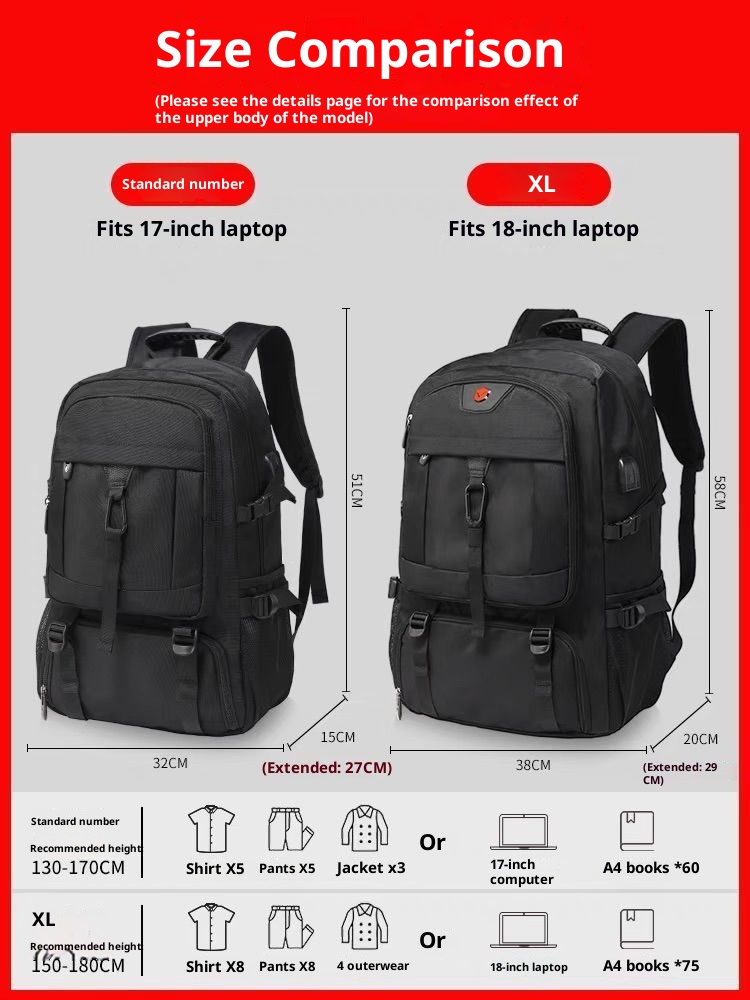 Zaino da viaggio per uomo ActiveGo, grande capacità, impermeabile, per escursioni, viaggi d'affari, casual_voghion.com