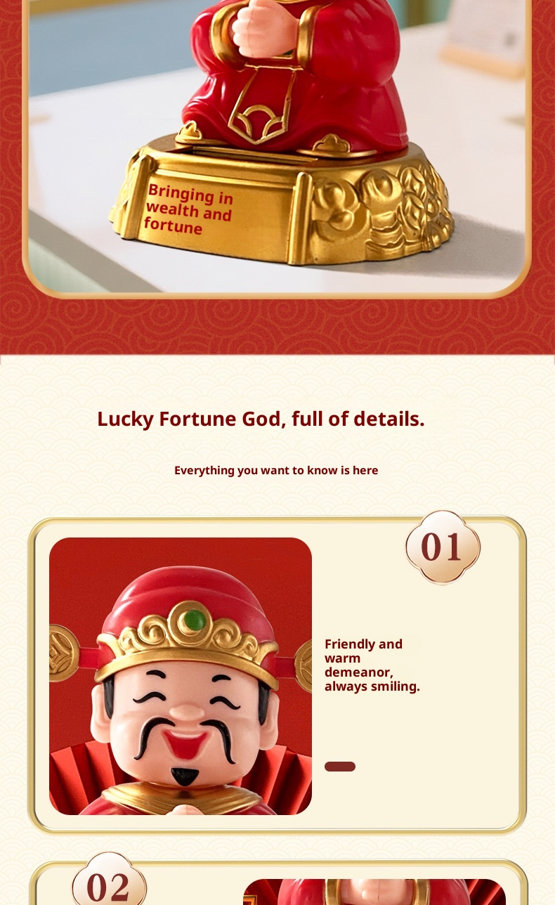 Solar Nodding God Of Wealth Festive Chinese Style Wealth-Attracting Ornament Opening Gift Car Interior Decoration Item_voghion.com
