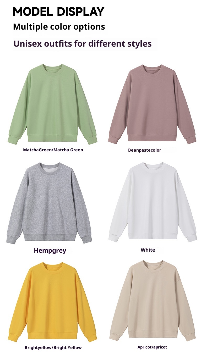 boy Boy Autumn 350g Pure Cotton Thick Men's American Style Trendy Brand Sweatshirt Custom Workwear Embroidery One Piece_voghion.com