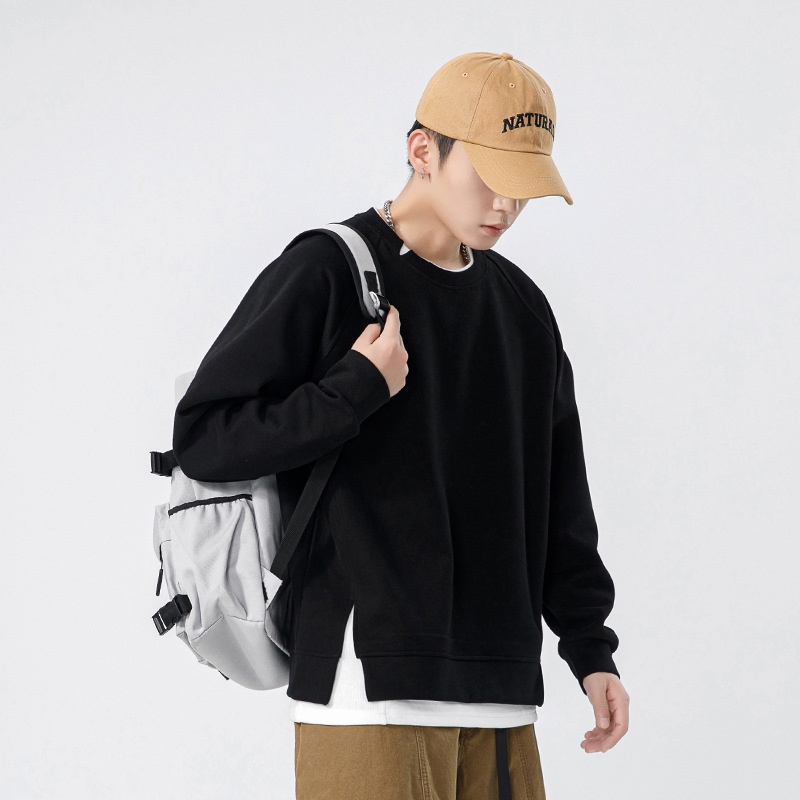 Sweat-shirt deux pièces à col rond en polaire épaisse et ample à manches longues pour homme, modèle Boy Autumn Kun Hai Peng Yun_voghion.com