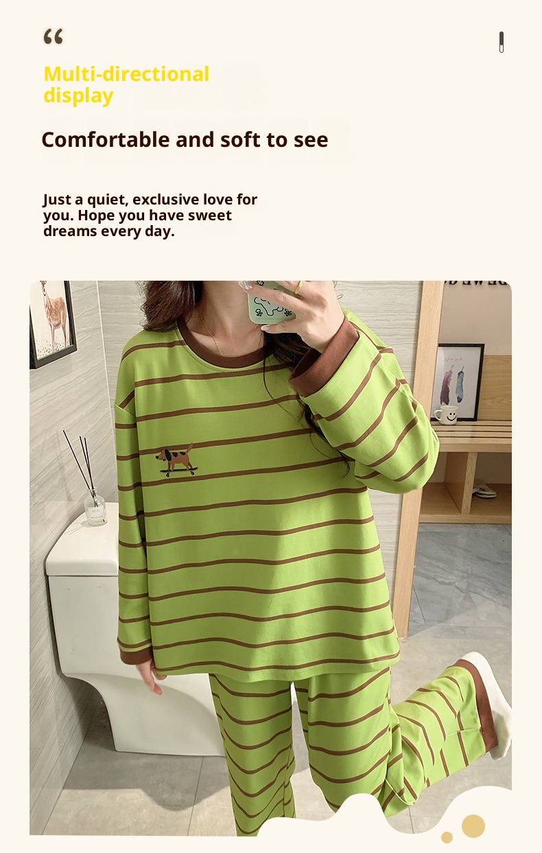 ChicShe Source Factory Stretch Cotton-Like Long-Sleeve Pajamas With Chest Pads Girls, Cartoon Round Neck, Suitable For Spring_voghion.com