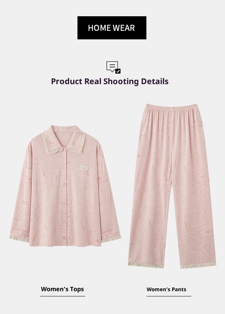 ChicShe 2025 Nuovo Pigiama da Donna Puro Cardigan con Colletto Risvoltato Manica Lunga Donna Casual Primavera Autunno Completo da Casa in Cotone_voghion.com