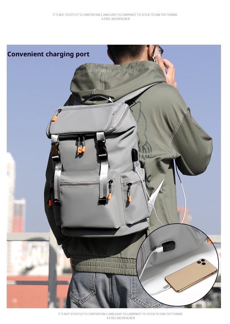 Sac à dos ActiveGo pour homme, grande capacité, idéal pour les voyages, la randonnée et les activités de plein air. Parfait pour un look business décontracté._voghion.com