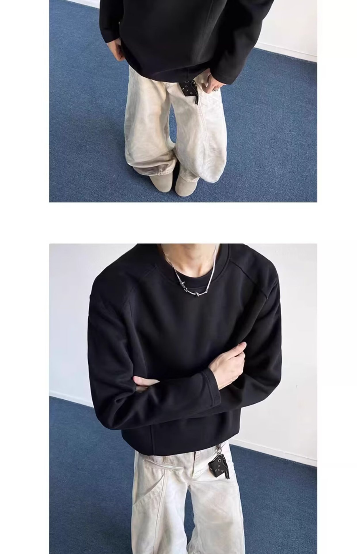 Sweat-shirt Boy Cleanfit coupe 3D style américain pour homme, collection printemps, design déstructuré, coupe ample, col rond, veste_voghion.com