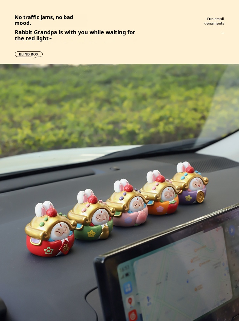 Ornamento per auto in resina per interni del mercato culturale e creativo del turismo di Pechino, stile cinese, coniglio, signore, regalo_voghion.com