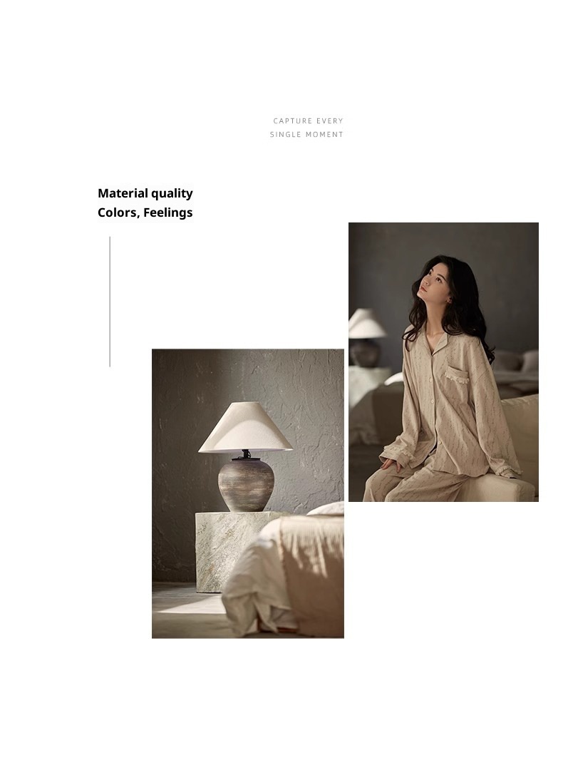 ChicShe Minimalistischer gestreifter Partner-Pyjama im koreanischen Stil für Damen, Neuheit Frühling/Herbst/Winter 2025, hochwertiges Design mit langen Ärmeln und Hose, Homewear_voghion.com