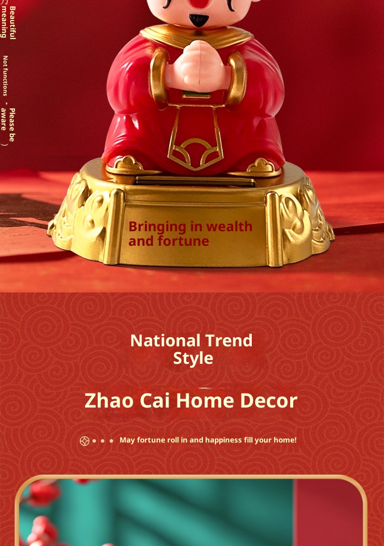 Solar Nodding God Of Wealth Festive Chinese Style Wealth-Attracting Ornament Opening Gift Car Interior Decoration Item_voghion.com