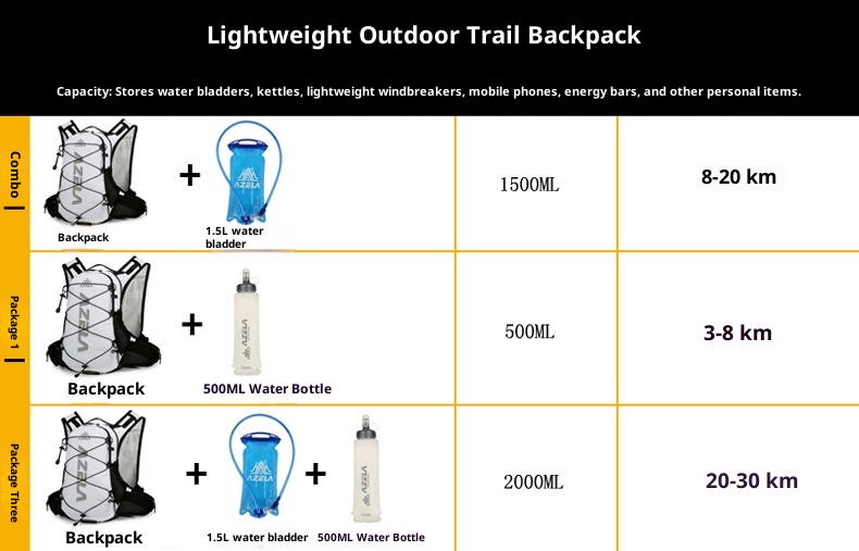 ActiveGo Azera Atmungsaktiver Sportrucksack mit großem Fassungsvermögen, geeignet für Bergsteigen, Offroad-Radfahren, Cross-Border-Marathon und als Trinkrucksack_voghion.com