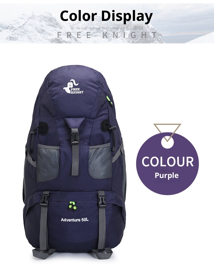 Zaino da alpinismo professionale ActiveGo da 50 litri, sportivo, unisex, di grande capacità, leggero, per escursionismo, arrampicata, viaggio_voghion.com