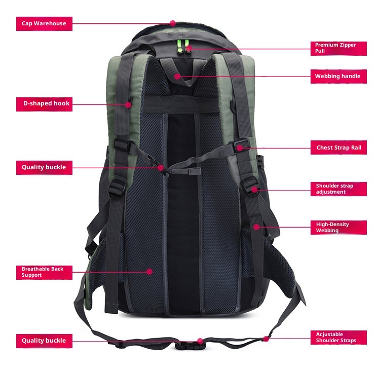 Zaino da alpinismo professionale ActiveGo da 50 litri, sportivo, unisex, di grande capacità, leggero, per escursionismo, arrampicata, viaggio_voghion.com