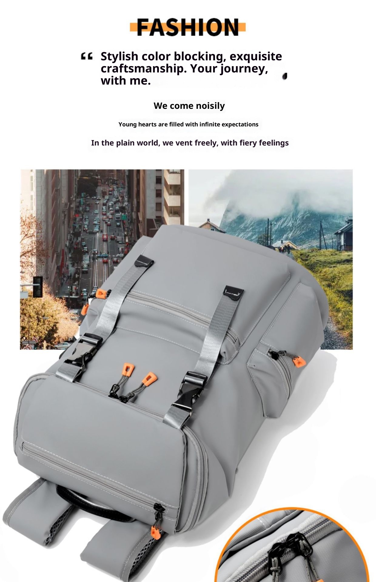 Sac à dos ActiveGo pour homme, grande capacité, idéal pour les voyages, la randonnée et les activités de plein air. Parfait pour un look business décontracté._voghion.com