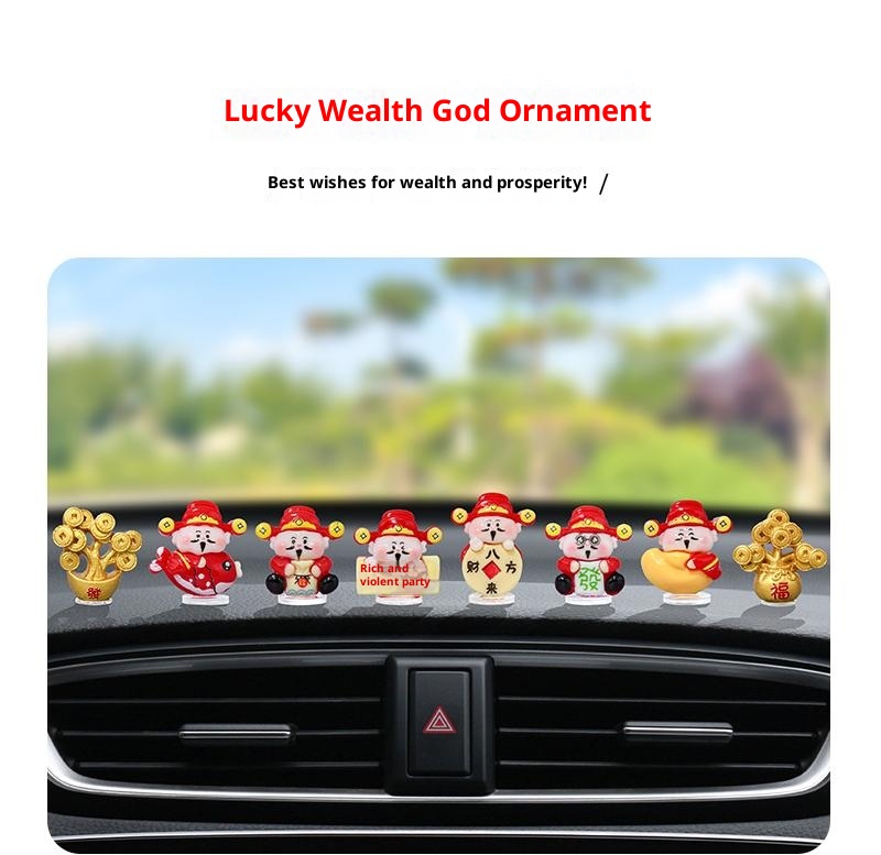 Super Cute Little God Of Wealth Electric Interior Navigation Computer Large Screen Car Decoration Ornament_voghion.com
