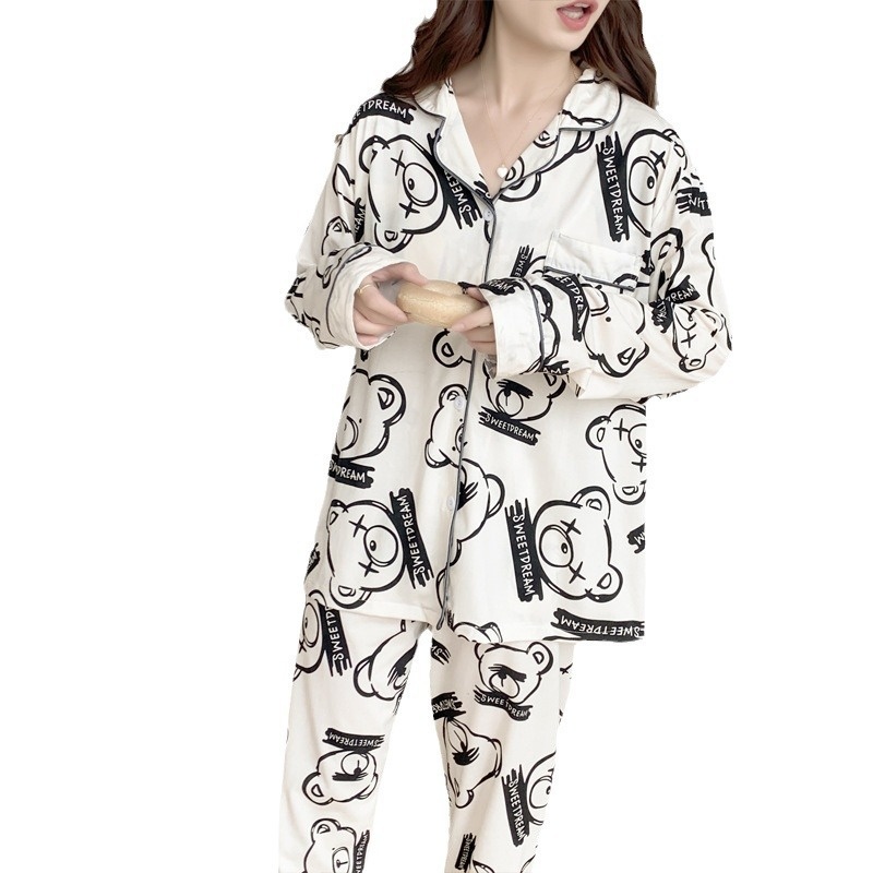 ChicShe Cross-Border Women's Pajamas Spring Long Sleeve 2024 New Autumn And Winter Plus Size Thin Loose Cardigan Loungewear_voghion.com