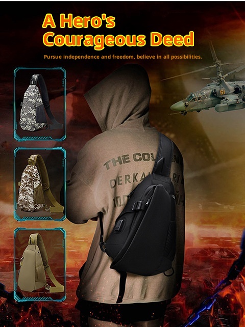 ActiveGo Cross-Border Men's Backpack Large Capacity Travel Shoulder Tactical Chest Laptop Cycling Hiking Bag_voghion.com