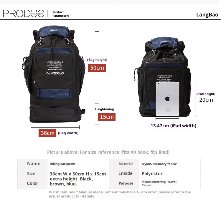 ActiveGo Mountaineering Double Shoulder Men's Travel Luggage Bag Women's Waterproof Multi-Functional Large Capacity Sports Hiking_voghion.com