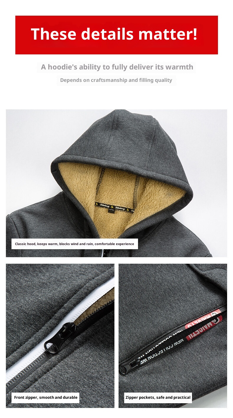 Felpa con cappuccio invernale da uomo, personalizzata, europea e americana, alla moda, con fodera in pile spesso e antifreddo, in agnello_voghion.com