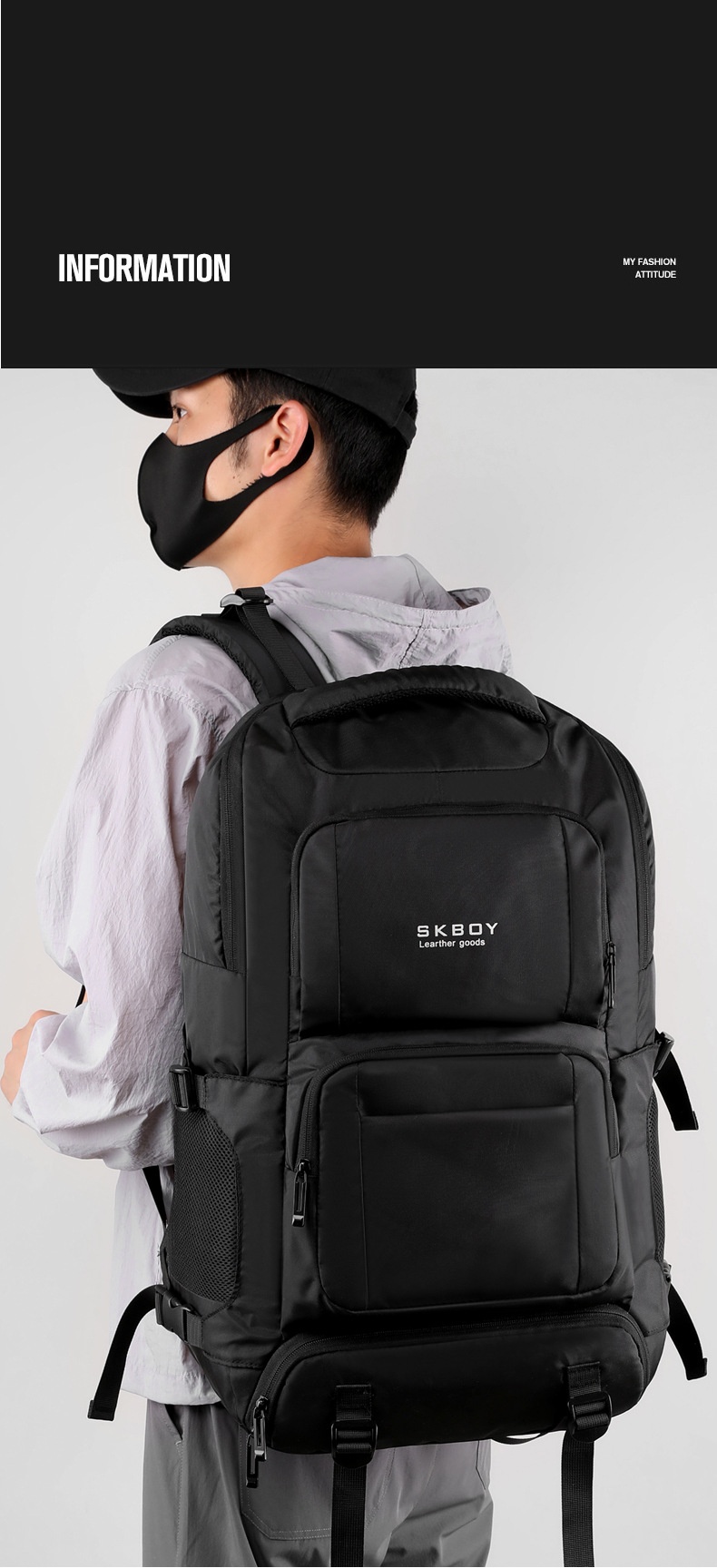 Zaino da viaggio per computer da uomo ActiveGo, borsa da viaggio per alpinismo e attività all'aperto, grande capacità_voghion.com