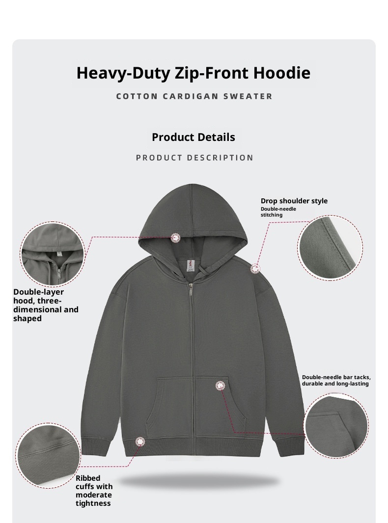 ragazzo Ragazzo National Trend Cardigan pesante con ricamo Unisex Cappotto in spugna con spalle cadenti Felpa con cappuccio e cerniera Stampa personalizzata_voghion.com