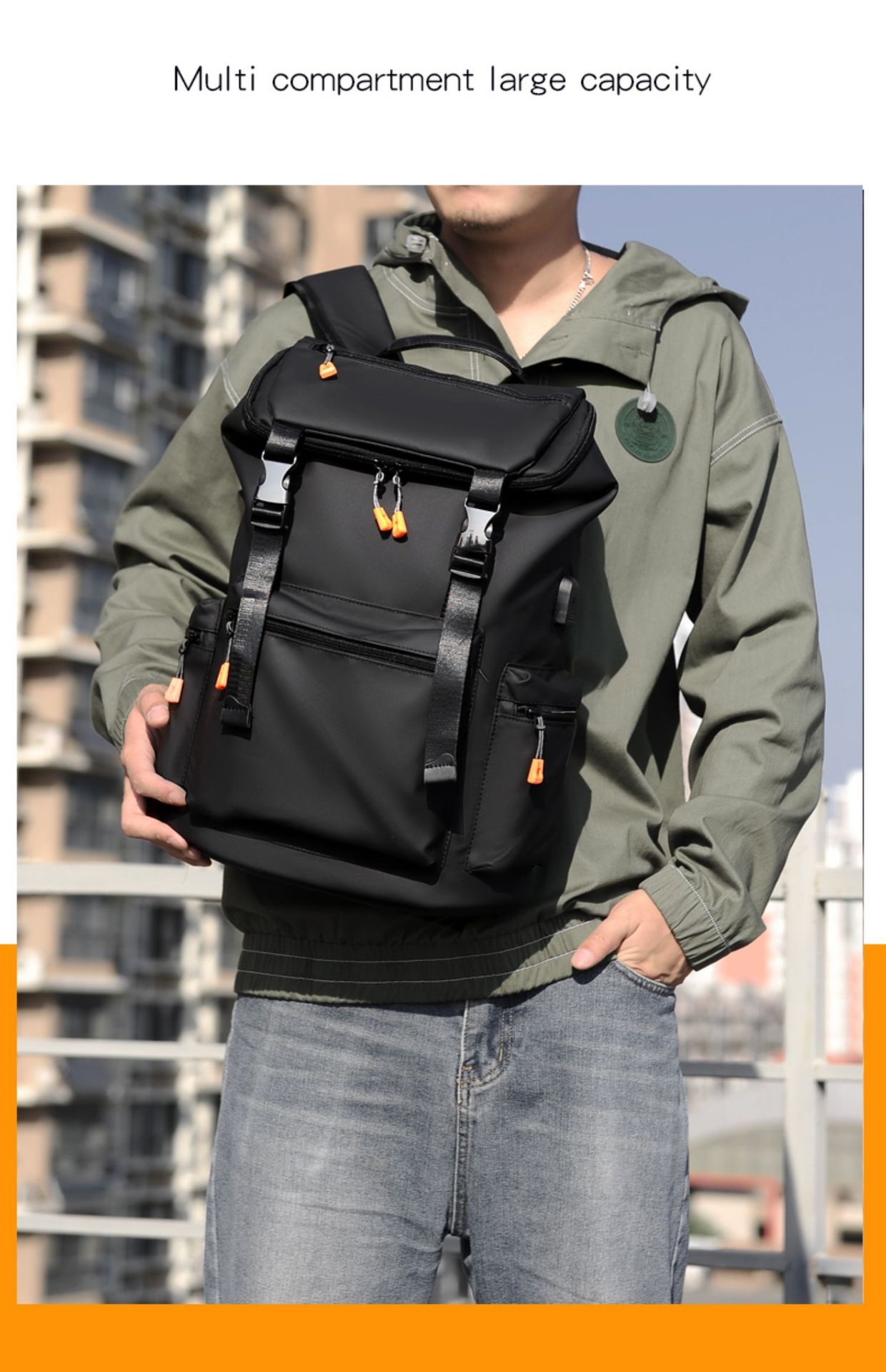 Sac à dos ActiveGo pour homme, grande capacité, idéal pour les voyages, la randonnée et les activités de plein air. Parfait pour un look business décontracté._voghion.com