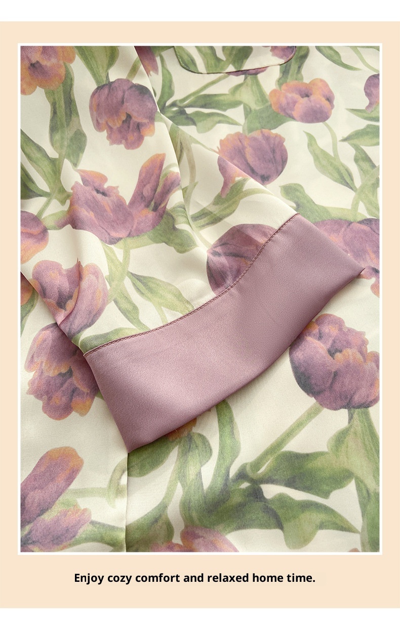 Pigiama ChicShe Tulip da donna, dolce e di alta qualità, per la casa, 2024, nuovo set primavera e autunno a maniche lunghe, adatto per abbigliamento esterno_voghion.com