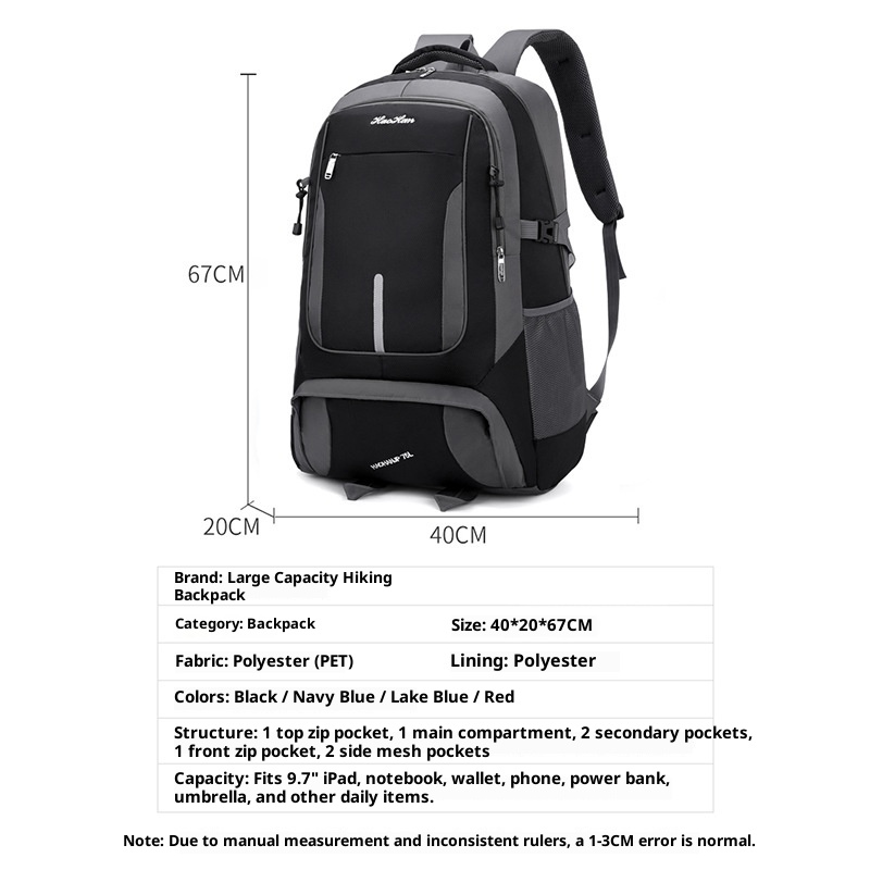 ActiveGo Sınır Ötesi Özel Sırt Çantası Erkekler ve Kadınlar İçin, Büyük Kapasiteli Su Geçirmez Seyahat Açık Hava Yürüyüş Çantası Toptan İş_voghion.com