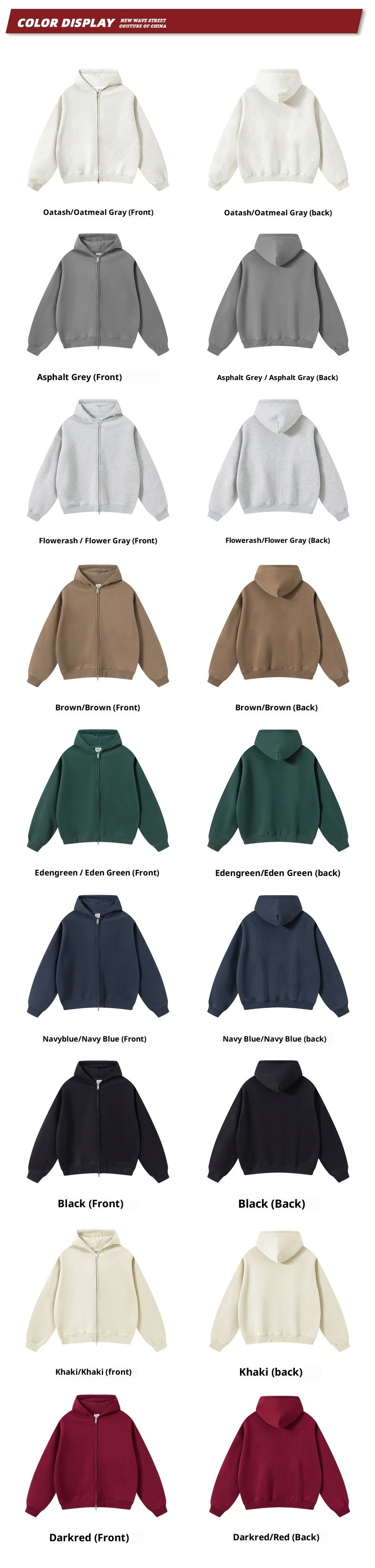 boy Boy KITE Abbigliamento da uomo | Felpa con cappuccio e doppia cerniera in pile pesante 350G dalla vestibilità squadrata per uomo_voghion.com