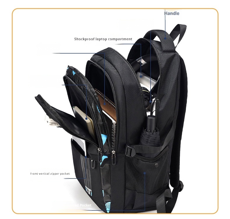 ActiveGo In Stock Korean Version Large Capacity Personality Multi-Functional School Bag Men's Business Travel Backpack Commuting_voghion.com