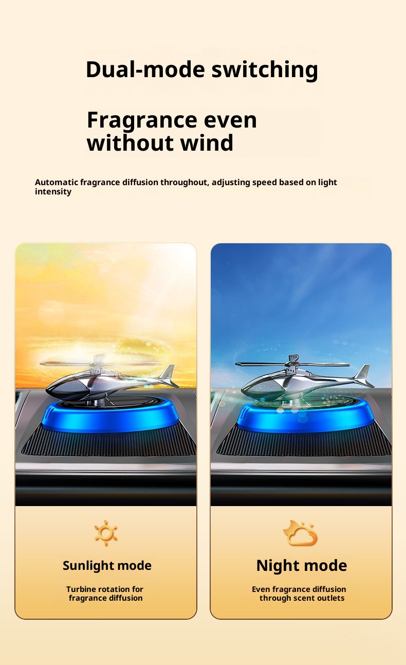 Ornamento di profumo per aromaterapia a forma di elicottero solare, profumo fresco, deodorante per interni auto a lunga durata, decorazione di alta qualità_voghion.com