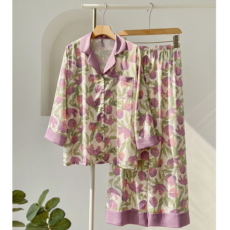 Pigiama ChicShe Tulip da donna, dolce e di alta qualità, per la casa, 2024, nuovo set primavera e autunno a maniche lunghe, adatto per abbigliamento esterno_voghion.com
