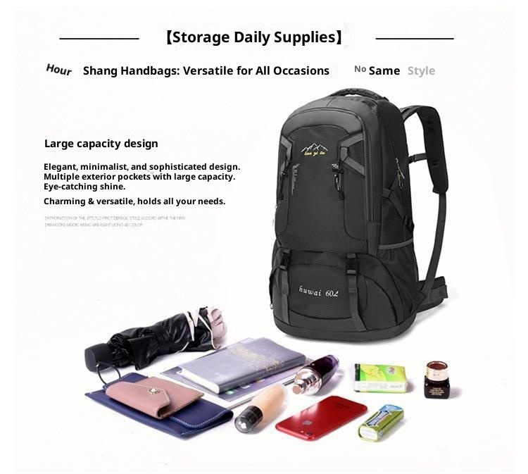 ActiveGo 60L Large Capacity Outdoor Hiking Water-Resistant Nylon Bag Couple Casual Sports Travel Backpack_voghion.com