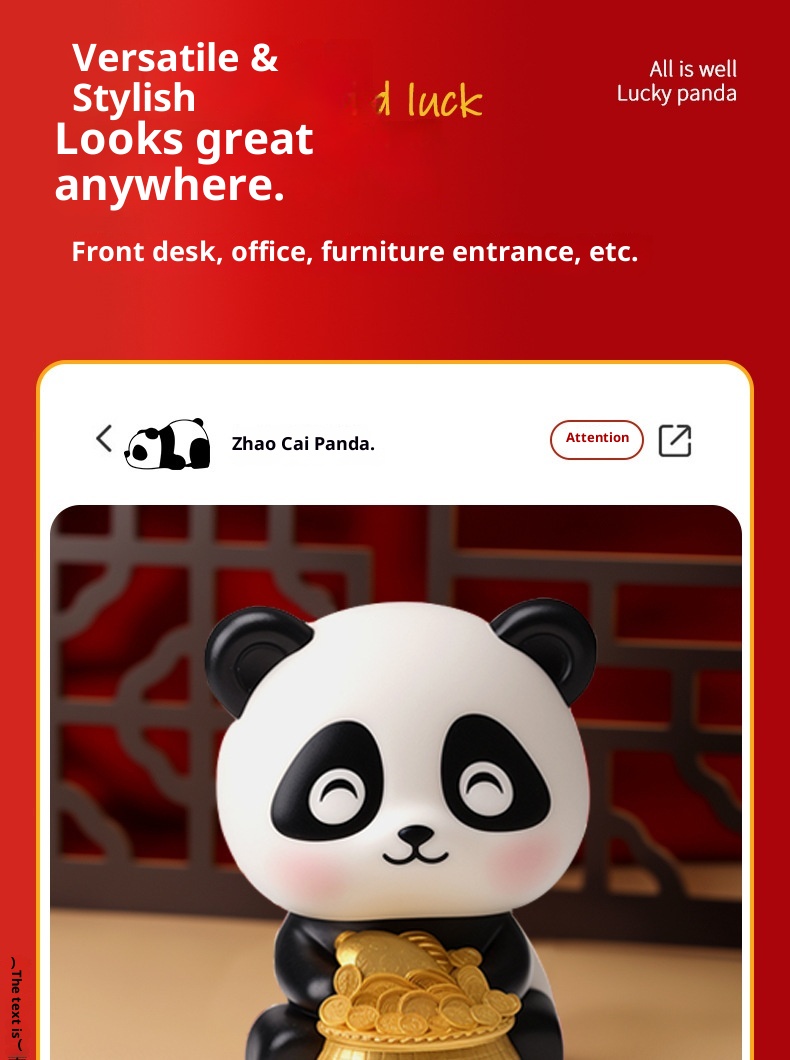 Panda portafortuna solare di tendenza transfrontaliera, decorazione per interni auto, regalo creativo alla moda per la casa_voghion.com